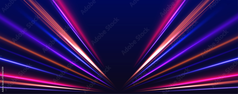 Aufkleber Speed lines burst from the center with glowing neon blue and red streaks, creating a dynamic motion effect. Acceleration radiates outward. A futuristic energy explosion.
