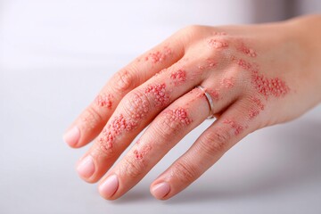 Contact dermatitis rash on the skin from allergen exposure, creating red, irritated patches.