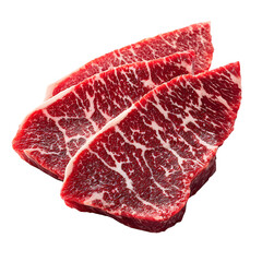 Fototapeta premium Set of raw Japanese wagyu beef steak sliced isolated on white background white scene bright portrait clean isolated photo image picture simple stock detailed realistic simple detailed background portr