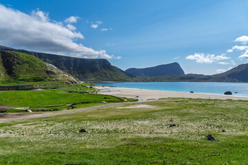 Haukland Beach auf den Lofoten, Norwegen