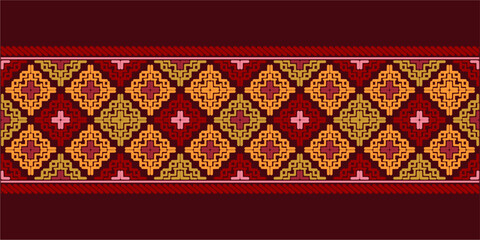Beautiful Ethnic abstract ikat art. Seamless pattern in tribal, folk embroidery, and Mexican style. Aztec geometric art ornament print. Design for carpet, wallpaper, clothing, wrapping,fabric,cover,
