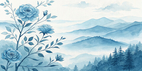 水彩　青　絵の具　壁紙　背景