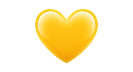Glossy yellow heart shape isolated on white background