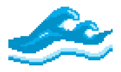 pixel art water wave ocean vector logo
