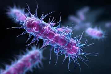 Depiction of bacteria, emphasizing their role in the spread of contagious diseases.