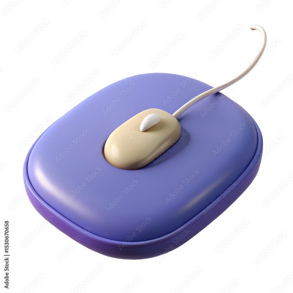 Poster stylized 3d render of a purple computer mouse