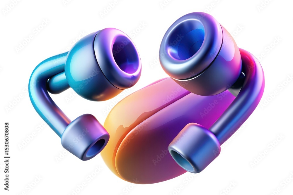 Poster abstract 3d render of colorful interconnected tubes