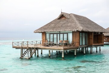 Overwater bungalow in tropical paradise