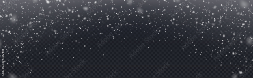 Aufkleber snow overlay with falling white flake particles on transparent bg. winter weather effect with variou