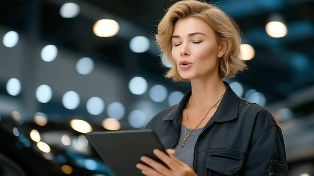 Engineer Calibrating Hypersonic Navigation System with Tablet