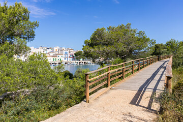Portocolom fishing village on Mallorca island with boats and colorful houses holiday by the sea in Spain