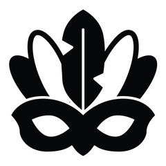 Carnival mask with feathers solid icon, city museum concept. Vector graphics. Opera event vintage mask sign on white background, style mobile or design.