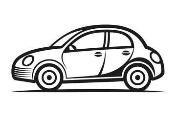 Abstract small car continuous line art drawing isolated on transparent background