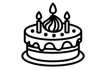 Birthday cake line art design isolated on transparent background