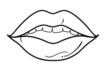Obraz premium Continuous line art lip design isolated on transparent background