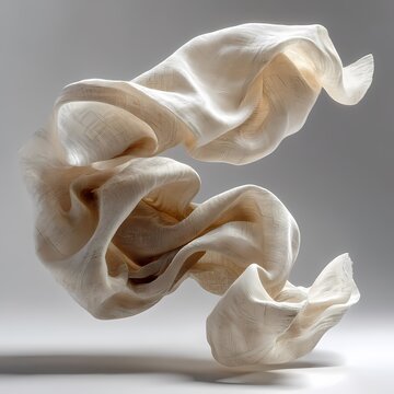 Abstract Art Sculpted Fabric with Musical Notes Texture on white background