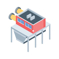 Easy to edit isometric style icon of manufacturing industry