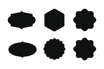 Collection of six different shaped black labels