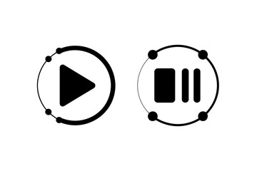Play and pause buttons inside circular designs icon
