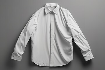 Elegant white long sleeve shirt isolated on a gray background fashion and apparel concept