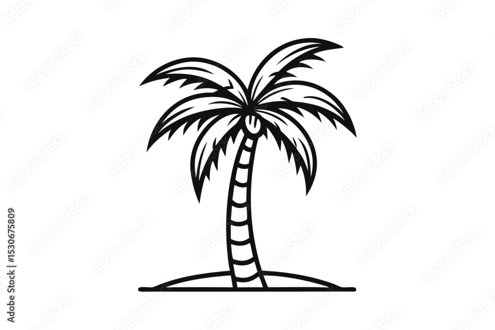 Poster summer coconut tree line art design isolated on transparent background