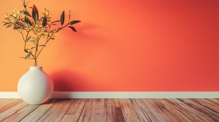 A Beautiful Flower in a Vase on a Wooden Floor Perfect for Text Insertion