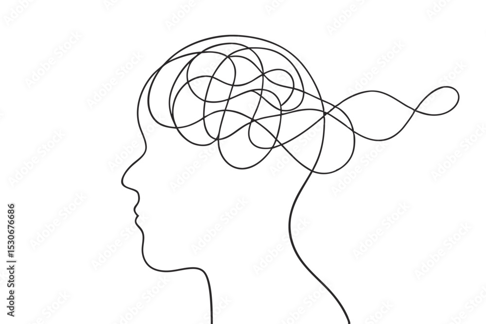 Poster continuous line drawing of a human figure isolated on transparent background
