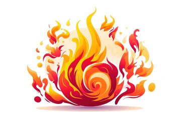 Vibrant abstract illustration of burning flames with gradient colors and dynamic spiraling forms