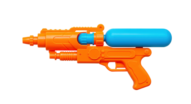 Isolated Orange and Blue Water Gun