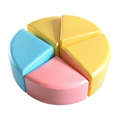 Fototapeta premium Pastel pie chart segments, isolated on white background