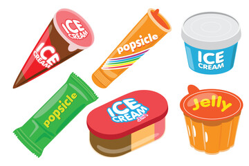 Colorful Ice Cream and Popsicle Packaging Vector Set