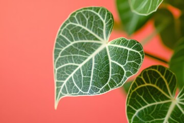 Close-up of heart-shaped leaves with intricate veins.