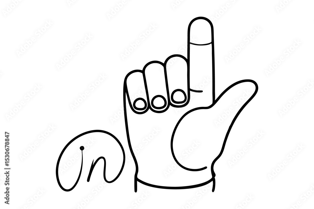 Poster continuous line drawing of index and middle fingers isolated on transparent background
