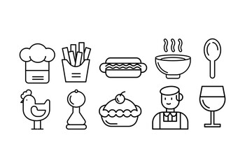 Vector restaurant icon set illustration collection of culinary and dining symbols perfect for menu cafe and food branding
