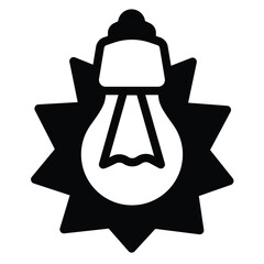Shining light bulb solid icon, electrical service concept. Vector graphics. Shiny lightbulb lamp sign on white background, style mobile or design.