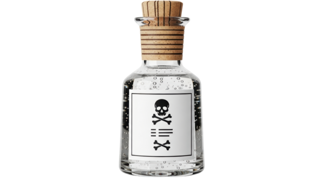 Isolated Potion Bottle with Skull Label - Powered by Adobe