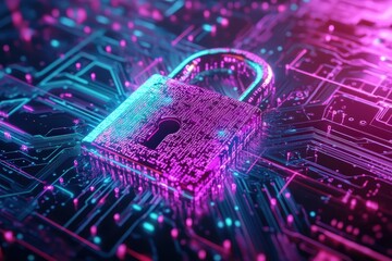 Secure digital padlock on circuit board.