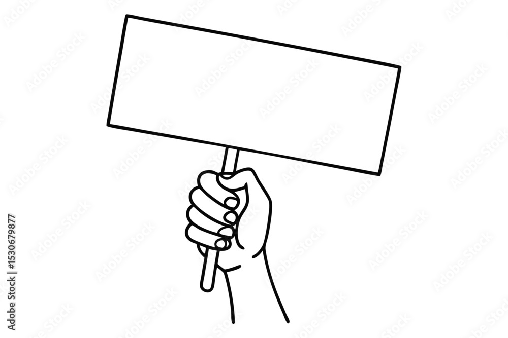 Poster continuous line drawing of a hand holding nothing isolated on transparent background