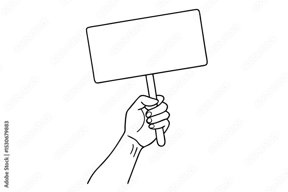Poster continuous line drawing of a hand holding nothing isolated on transparent background