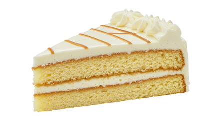 Isolated Slice of Vanilla Cake with Cream