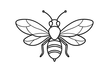 Obraz premium Continuous line drawing of a flying bee isolated on transparent background