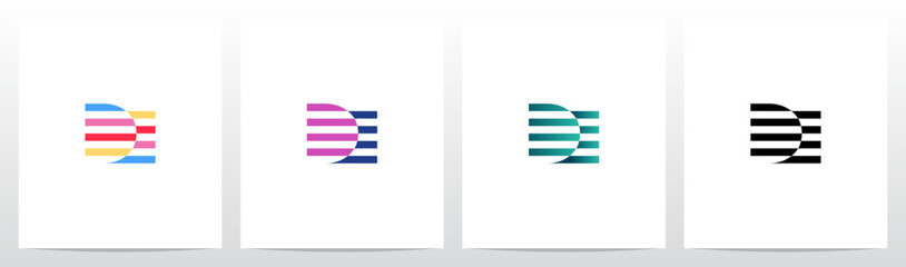 Horizontal Stripes Lines Alternating Initial Letter Logo Design D