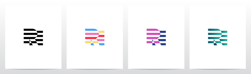 Horizontal Stripes Lines Alternating Initial Letter Logo Design R