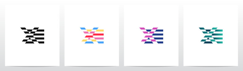 Horizontal Stripes Lines Alternating Initial Letter Logo Design X