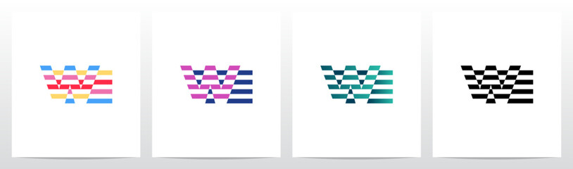 Horizontal Stripes Lines Alternating Initial Letter Logo Design W
