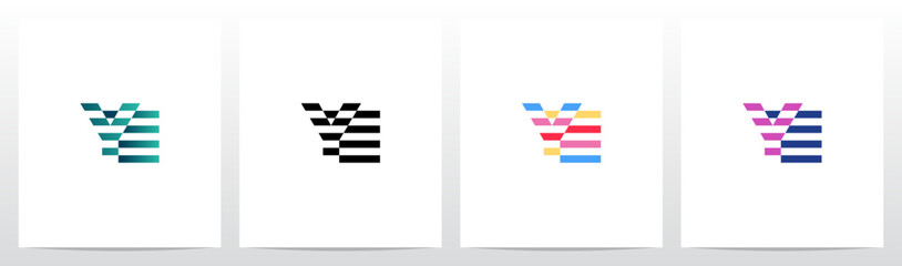 Horizontal Stripes Lines Alternating Initial Letter Logo Design Y