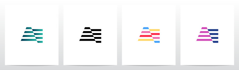 Horizontal Stripes Lines Alternating Initial Letter Logo Design A