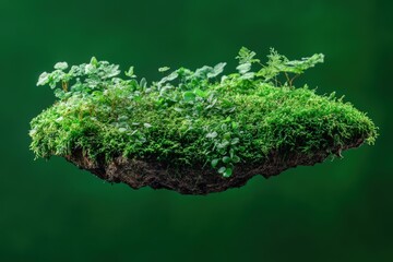 Miniature green island with lush vegetation.