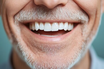 Close-up view of a smiling person's mouth and teeth.