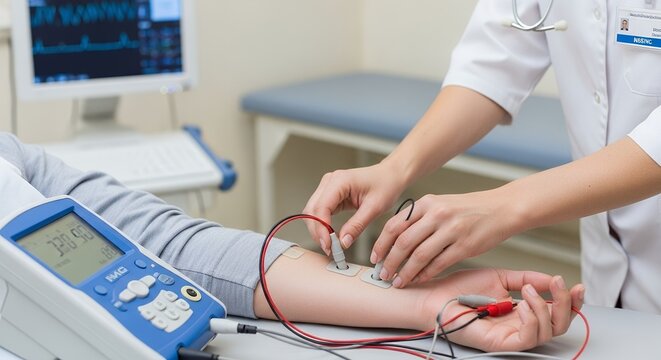 Medical Professional Performing Nerve Conduction Study
